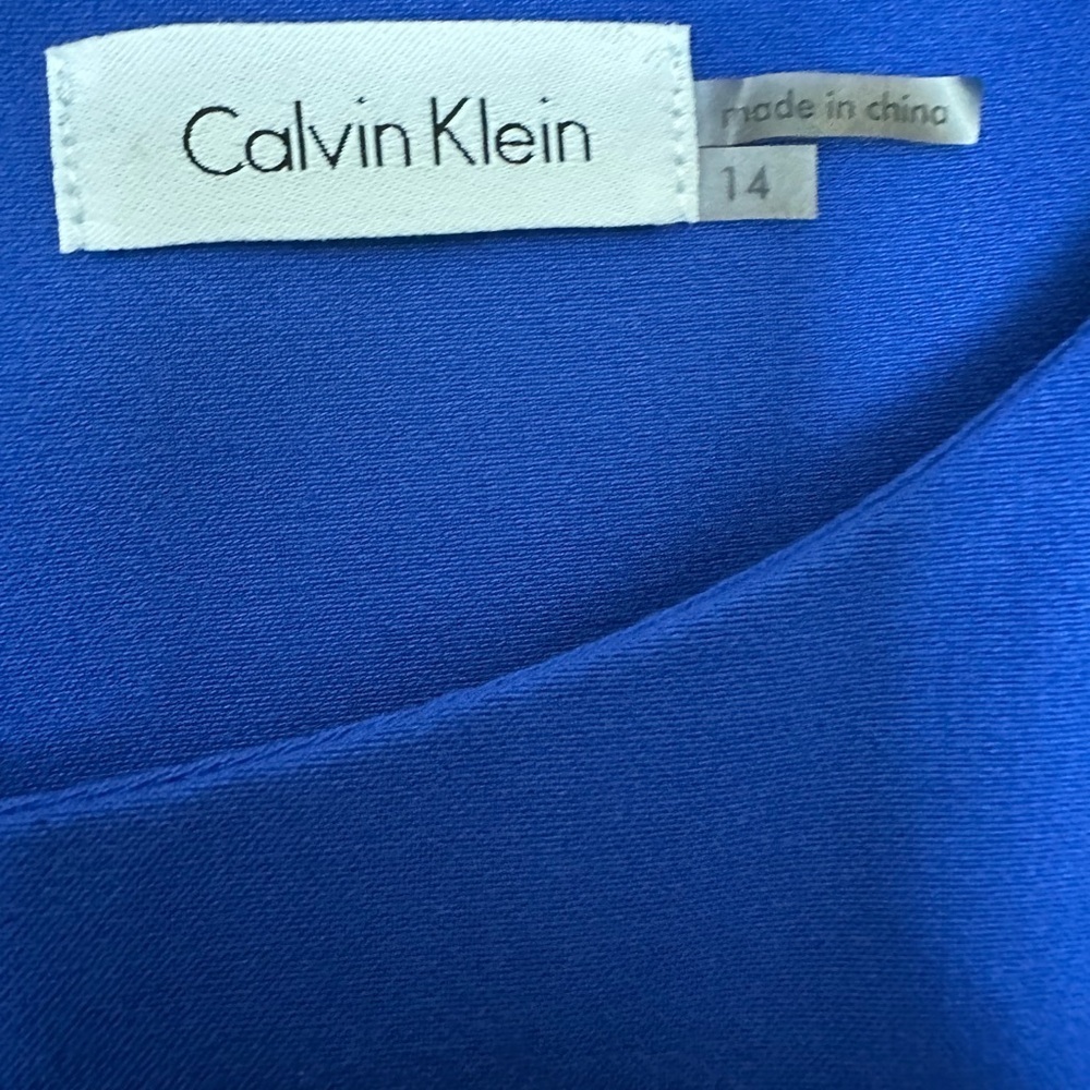 Calvin Klein Royal Blue Sheath Ruffled Cocktail dress (14) - Picture 3 of 5